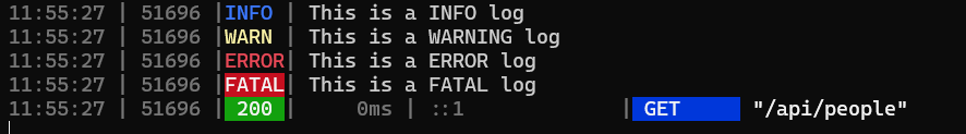 Tutti i log level: DEBUG, INFO, WARN, ERROR, FATAL