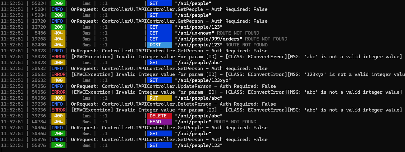 Log HTTP Gin-style in un server DMVCFramework