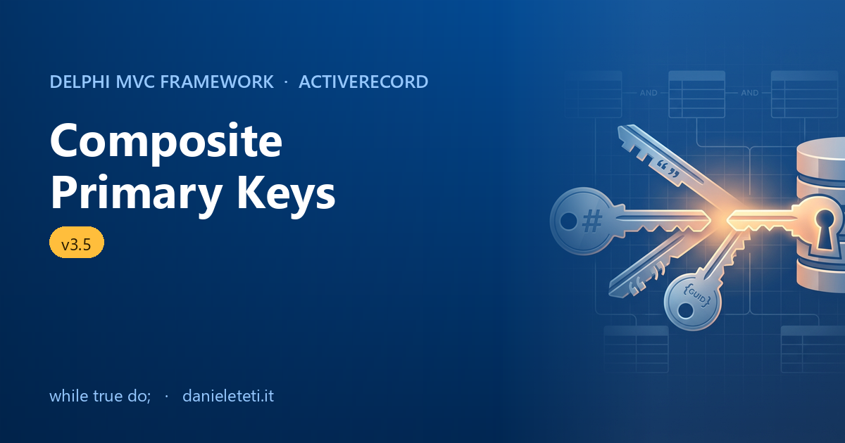 Chaves primárias compostas no DMVCFramework ActiveRecord com Delphi